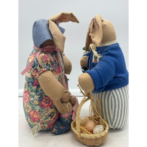 Vintage Pair of Collectable Creations Mr and Mrs Rabbit Stuffed Animals Easter D - Picture 7 of 9